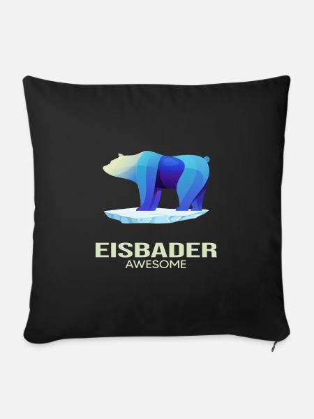Eisbader Winterschwimmen "Eisbär-Eisbader" - Sofakissenbezug 45 x 45 cm - Schwarz