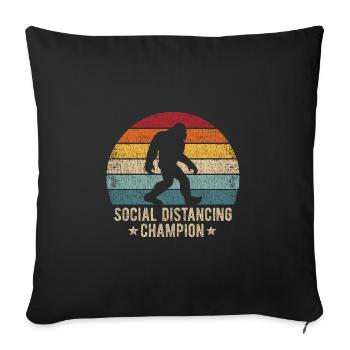 Distanciation sociale Bigfoot Yeti Corona Virus Retro - Housse de coussin décorative 45 x 45 cm - noir - Devant
