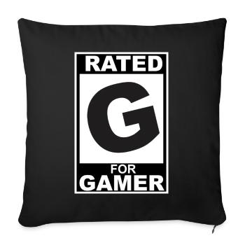 Rated G for Gamer - Sofa pillowcase 17,3'' x 17,3'' (45 x 45 cm) - black - Front