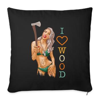 BOIS SCIE TRONÇONNEUSE CADEAU FORÊT FÖRSTER PROFESSION - Housse de coussin décorative 45 x 45 cm - noir - Devant
