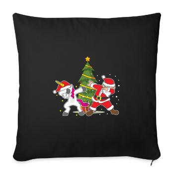 Drôle de Noël Noël Dabbing Santa Unicorn - Housse de coussin décorative 45 x 45 cm - noir - Devant