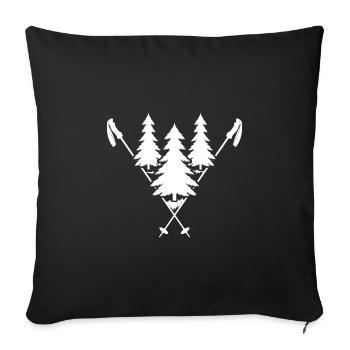 Alpine skiing powder snow "Winterwonderland powder" - Sofa pillowcase 17,3'' x 17,3'' (45 x 45 cm) - black - Front