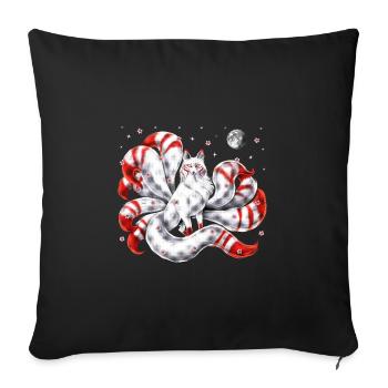 Japanese Kitsune Fox - Sofa pillowcase 17,3'' x 17,3'' (45 x 45 cm) - black - Front