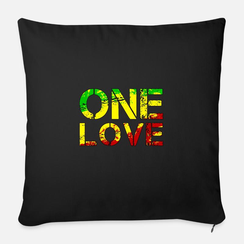 One Love - Reggea Musik - Sofakissenbezug 45 x 45 cm - Schwarz