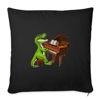 T Rex Dinosaur Playing Piano - Sofa pillowcase 17,3'' x 17,3'' (45 x 45 cm) - black - Front