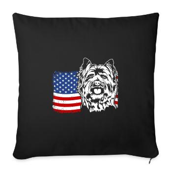 Cairn Terrier US Amérique Drapeau Chiens Chien Wilsigns - Housse de coussin décorative 45 x 45 cm - noir - Devant
