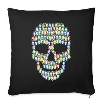 Totenkopf Einhörner | Fabelwesen Regenbogen Kopf - Sofakissenbezug 45 x 45 cm - Schwarz - Vorne