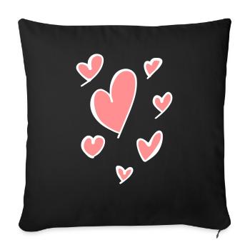 Sieben Herzen - Valentinstag Geschenkidee - Sofakissenbezug 45 x 45 cm - Schwarz - Vorne