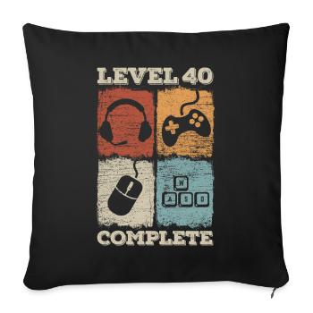 Jeu complet de niveau 40e anniversaire - Housse de coussin décorative 45 x 45 cm - noir - Devant