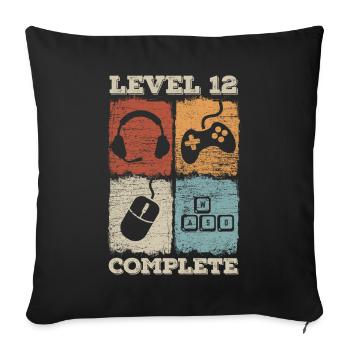 Jeu complet de niveau 12e anniversaire - Housse de coussin décorative 45 x 45 cm - noir - Devant