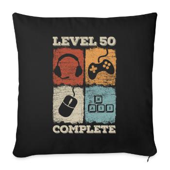 50th Birthday Level Complete Gaming - Sofa pillowcase 17,3'' x 17,3'' (45 x 45 cm) - black - Front