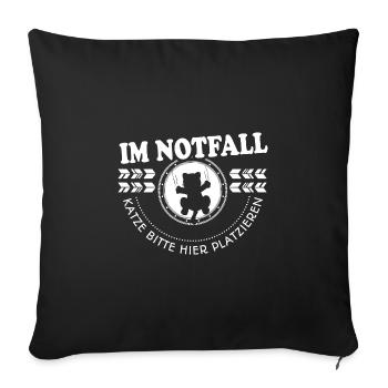 Katzen Tshirt Notfall - Sofakissenbezug 45 x 45 cm - Schwarz - Vorne