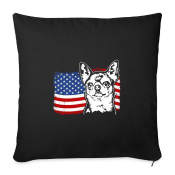 Chihuahua US Amérique Drapeau Chiens Chien Wilsigns - Housse de coussin décorative 45 x 45 cm - noir - Devant