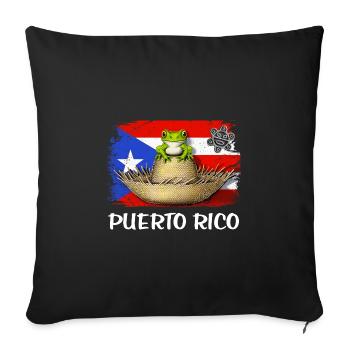 Puerto Rico Coqui Frog Boricua Flag - Sofa pillowcase 17,3'' x 17,3'' (45 x 45 cm) - black - Front