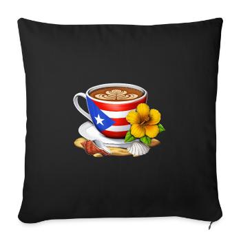 Puerto Rico Coffee - Sofa pillowcase 17,3'' x 17,3'' (45 x 45 cm) - black - Front