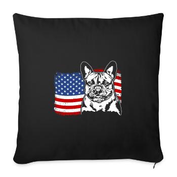 Bouledogue français Drapeau américain Wilsigns - Housse de coussin décorative 45 x 45 cm - noir - Devant