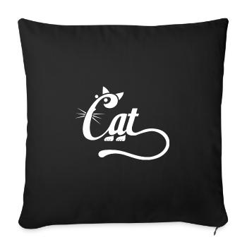 Chat Chat Lettres Animal - Housse de coussin décorative 45 x 45 cm - noir - Devant