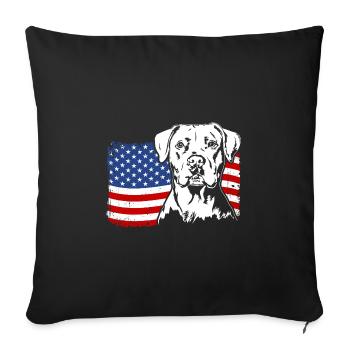Dogue Argentin US Amérique Drapeau Chiens Wilsigns - Housse de coussin décorative 45 x 45 cm - noir - Devant