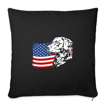 Chesapeake Bay Retriever Drapeau de l’Amérique des États-Unis Wilsigns - Housse de coussin décorative 45 x 45 cm - noir - Devant