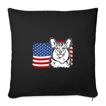 Corgi US Amérique Drapeau Chiens Chien Wilsigns - Housse de coussin décorative 45 x 45 cm - noir - Devant