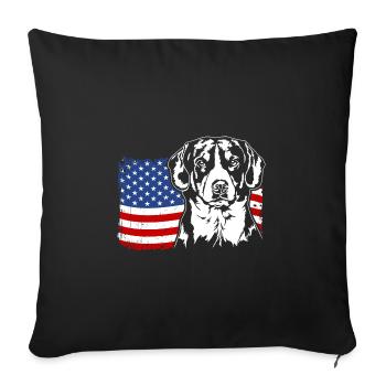 Entlebucher Mountain Dog US Amérique Drapeau Wilsigns - Housse de coussin décorative 45 x 45 cm - noir - Devant