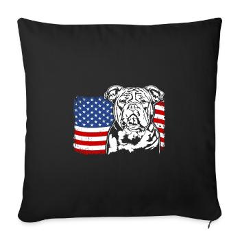 Bouledogue américain XXL Drapeau de l’Amérique des États-Unis Wilsigns - Housse de coussin décorative 45 x 45 cm - noir - Devant