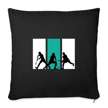 Terrain de hockey sur gazon de l’équipe de hockey sur gazon - Housse de coussin décorative 45 x 45 cm - noir - Devant
