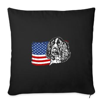 English Springer Spaniel US America Flag Wilsigns - Sofa pillowcase 17,3'' x 17,3'' (45 x 45 cm) - black - Front