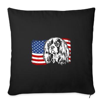 Cavalier King Charles Spaniel Drapeau de l’Amérique des États-Unis - Housse de coussin décorative 45 x 45 cm - noir - Devant
