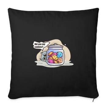 Cat & Biscuits: A Perfect Duo - Sofa pillowcase 17,3'' x 17,3'' (45 x 45 cm) - black - Front