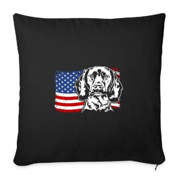 Chien de montagne bavarois drapeau américain Wilsigns - Housse de coussin décorative 45 x 45 cm - noir - Devant