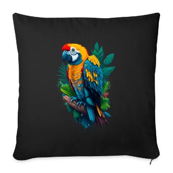 macaw - Sofa pillowcase 17,3'' x 17,3'' (45 x 45 cm) - black - Front