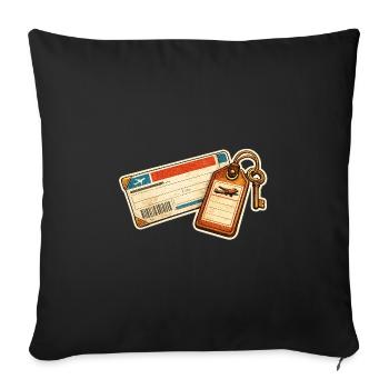 Conception vintage des étiquettes de billets d’avion pour bagages - Housse de coussin décorative 45 x 45 cm - noir - Devant