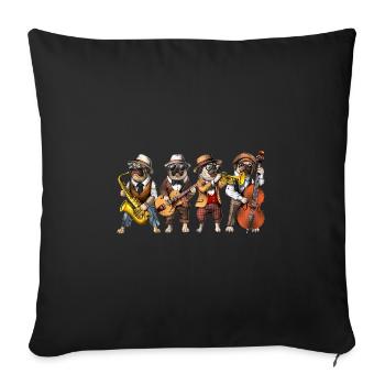 Pug Dog Jazz Musicians - Sofa pillowcase 17,3'' x 17,3'' (45 x 45 cm) - black - Front