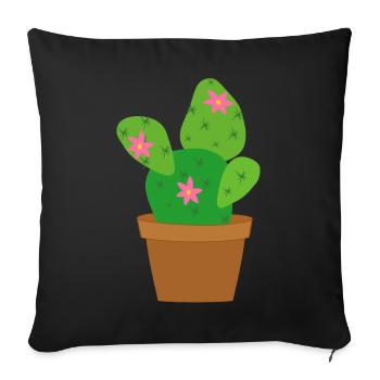 cactus - Sofa pillowcase 17,3'' x 17,3'' (45 x 45 cm) - black - Front