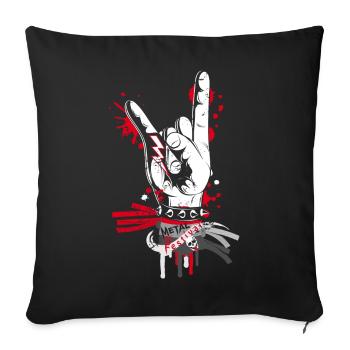 Metal and rock hand sign - Sofa pillowcase 17,3'' x 17,3'' (45 x 45 cm) - black - Front