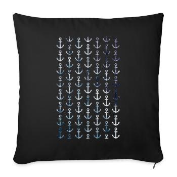 Modèle d'ancre maritime dans le style vintage - Housse de coussin décorative 45 x 45 cm - noir - Devant
