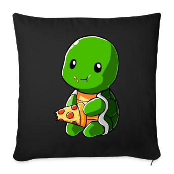 Schildkröte Pizza süß Essen - Sofakissenbezug 45 x 45 cm - Schwarz - Vorne