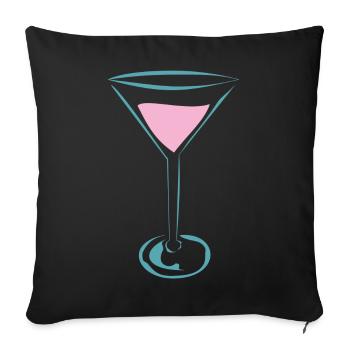 Cocktail Glas für Cocktail Fans - Sofakissenbezug 45 x 45 cm - Schwarz - Vorne