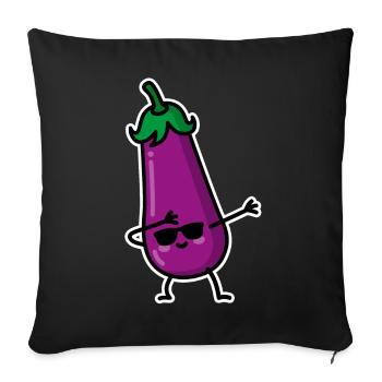 Dab Dabbing aubergine pénis Emoji textos meme sexe - Housse de coussin décorative 45 x 45 cm - noir - Devant