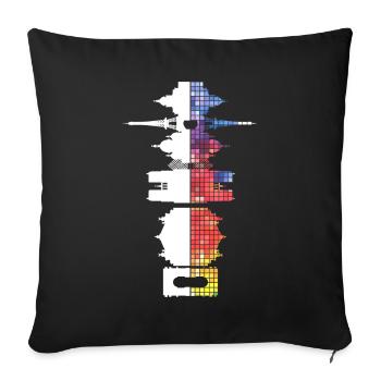 Paris France City Skyline Pixel Coloré - Housse de coussin décorative 45 x 45 cm - noir - Devant