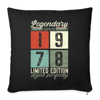 Légendaire depuis 1978 44ème anniversaire cadeau - Housse de coussin décorative 45 x 45 cm - noir - Devant