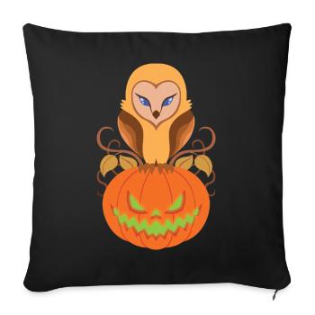 Scary Owl Creepy Pumpkin Face Halloween Costume - Sofa pillowcase 17,3'' x 17,3'' (45 x 45 cm) - black - Front