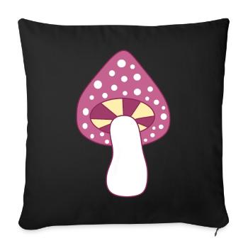 Champignon mouche agaric violet motif personnalisable - Housse de coussin décorative 45 x 45 cm - noir - Devant