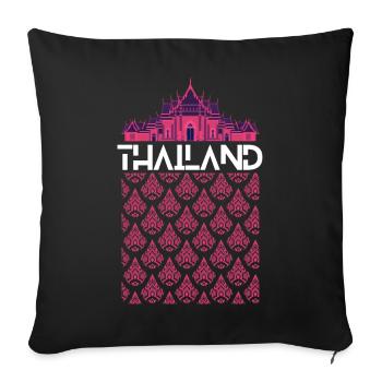 Motif rose du temple thaïlandais - Housse de coussin décorative 45 x 45 cm - noir - Devant