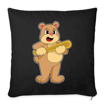 Bear Baseball Baseball Bat - Sofa pillowcase 17,3'' x 17,3'' (45 x 45 cm) - black - Front