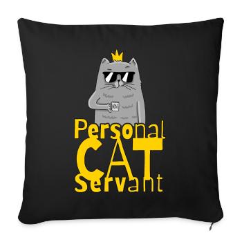 Personal Cat Servant Funny Kitten - Housse de coussin décorative 45 x 45 cm - noir - Devant