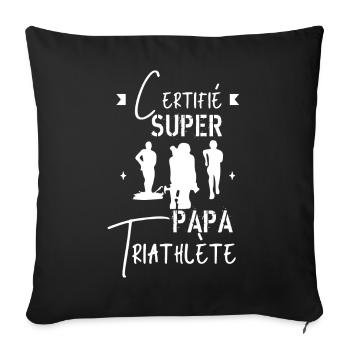 Super Papa triathlète - Housse de coussin décorative 45 x 45 cm - noir - Devant