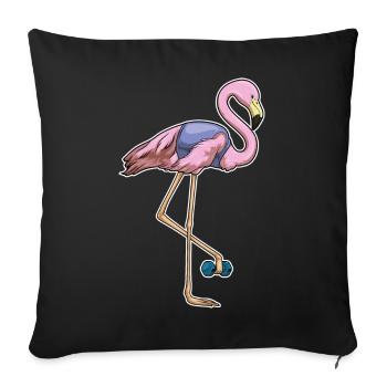 Flamingo Bodybuilder Dumbbell Bodybuilding - Sofa pillowcase 17,3'' x 17,3'' (45 x 45 cm) - black - Front