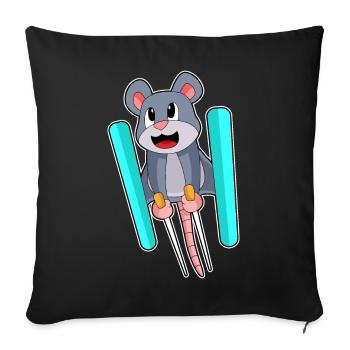 Mouse Ski Jumper Ski Winter Sports - Sofa pillowcase 17,3'' x 17,3'' (45 x 45 cm) - black - Front